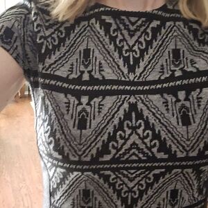 Boutique Black and Grey Diamond Patterned Dress